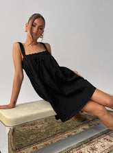 Reason To Stay Lace Trim Floaty Mini Dress Black