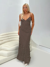 Jorjana Maxi Dress Brown / White Polka Dot