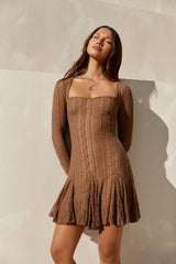 Slow Love Long Sleeve Mini Dress Mocha