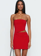 Jasira Strapless Drape Mini Dress Bold Red