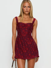 Mcbeath Mini Dress Burgundy Burnout