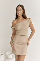 Xanthe Kisses Mini Dress Beige