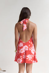 Havana Days Satin Halter Mini Dress Red