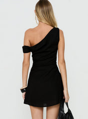 Izadonna Off Shoulder Cinched Mini Dress Black