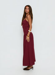 Marguerite Halter Maxi Dress Ruby Wine