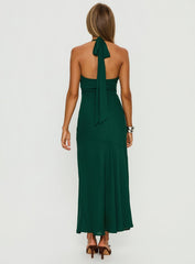 Luannie Halter Scarf Tie Maxi Dress Emerald