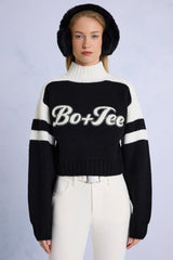 Knit Logo Cropped Jumper in Black