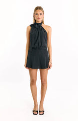 Bryan Black Polka Dot Halter Neck Mini Dress