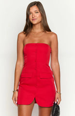 Dianna Red Strapless Mini Dress