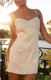 Fran Gold Sequin Contrast Party Mini Dress