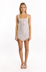 Jayda Silver Sequin Party Mini Dress