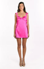 Joyce Hot Pink Satin Mini Dress