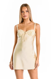 Kate Yellow Satin Party Mini Dress
