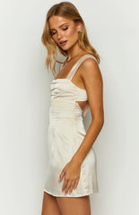 Mya Cream Satin Mini Dress