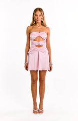 Zander Pink Strapless Cut Out Party Mini Dress