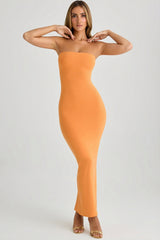 Modal Bandeau Bodycon Maxi Dress in Sunset Orange