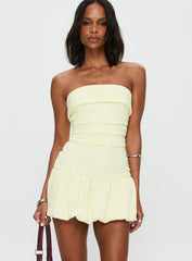Mousse Strapless Mini Dress Lemon