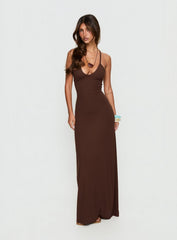 Pasita Halter Tie Up Maxi Dress Chocolate