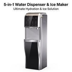 5-In-1 Bottom Loading Water Cooler Water Dispenser with Crushed & Chewable Ice Maker, Child Safety Lock Inset