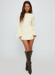 Alfalfa Long Sleeve Mini Dress Cream