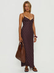 Glass Half Full Mesh Maxi Dress Plum / Pink Polka Dot