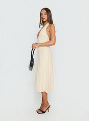 Morganne Halter Plunge Midi Dress Butter