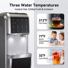 5-In-1 Bottom Loading Water Cooler Water Dispenser with Crushed & Chewable Ice Maker, Child Safety Lock Inset