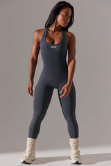 Full Length Cut-Out Jumpsuit in Grey