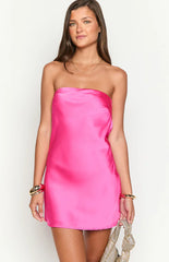 Ellie Hot Pink Strapless Mini Dress