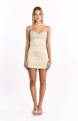 Fran Gold Sequin Contrast Party Mini Dress