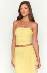 Silvie Yellow Strapless Crop Top
