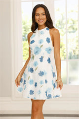 Summer Moment Halter Mini Dress Blue