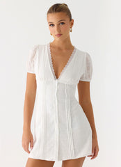 Sweet Lullaby Mini Dress - White