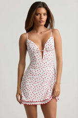 Scalloped Backless A-Line Mini Dress in Cherry Print
