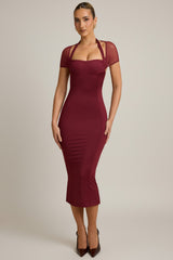 Slinky Jersey Open-Back Midaxi Dress in Wine Red